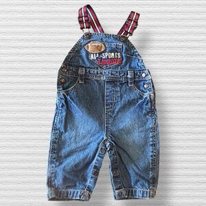 Vintage Baby Football Overalls Size 3/6 Months Baby Q Red & Blue